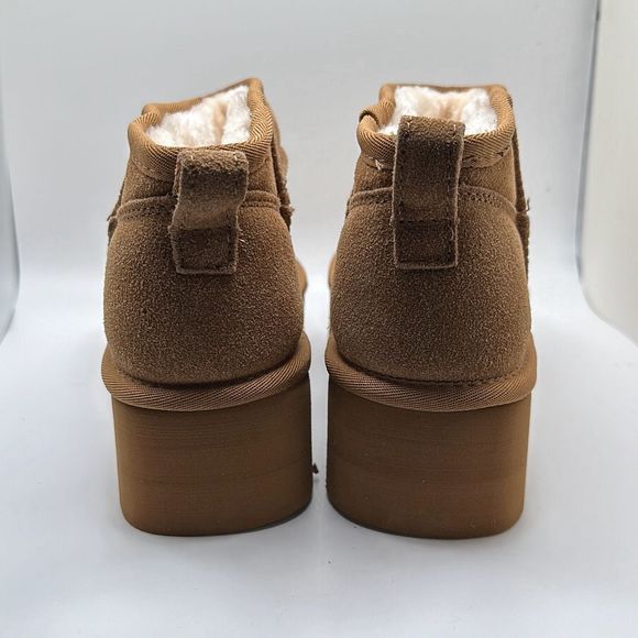 CUSHIONAIRE Women's Genuine Suede pull on platform boot +Memory Foam 8 CHESTNUT - Picture 4 of 7